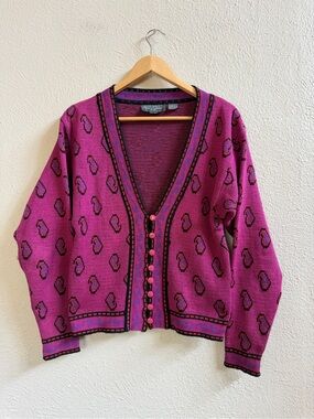 Jimmy Garcia magenta paisley vneck cardigan
